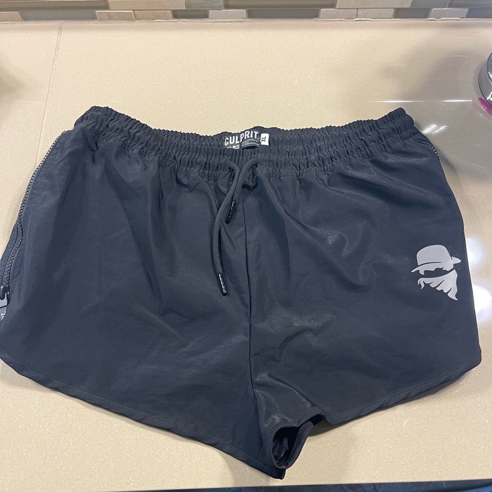 Black Quick-Dry Swim or Surf Shorts with Elastic Waistband